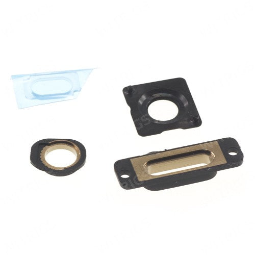 OEM Flash Cover+Camera Lens+Earphone Jack Ring+Charging Port Brackets for iPhone 5S Gold