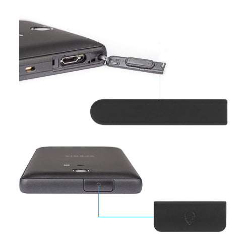 OEM Headphone Jack + USB Port Cover Flap for Sony Xperia ZR Black