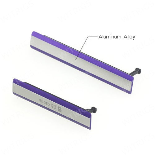 OEM Micro SD + SIM + USB Port Cover Flap for Sony Xperia Z2 Purple