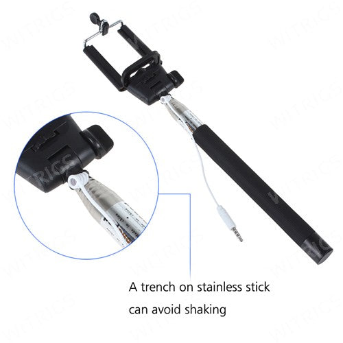 Cable Take Pole Selfie Stick for IOS & Android Black