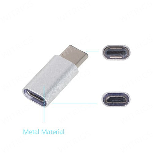 Metal USB Type-C to Micro USB Adapter for OnePlus Two Silver