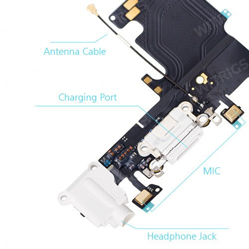 OEM Charging Port & Headphone Jack Flex for iPhone 6S White