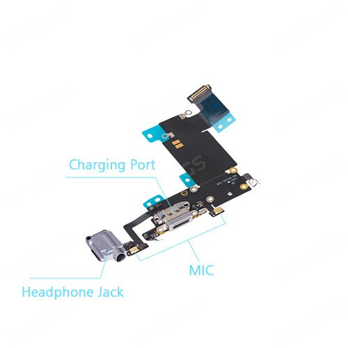 OEM Charging Port & Headphone Jack Flex for iPhone 6S Plus Dark Gray