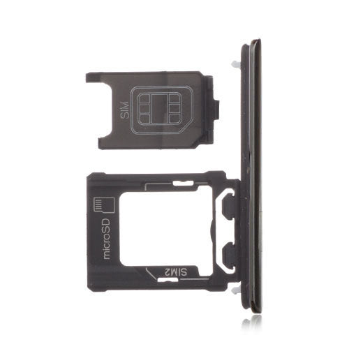 OEM Dual SIM Card Tray + SIM Cover Flap for Sony Xperia XZ Premium Deepsea Black