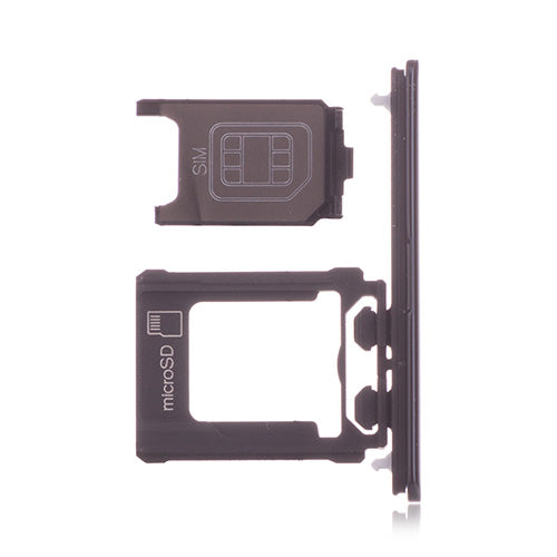 OEM SIM Card Tray + SIM Card Cover Flap for Sony Xperia XZ Premium Deepsea Black