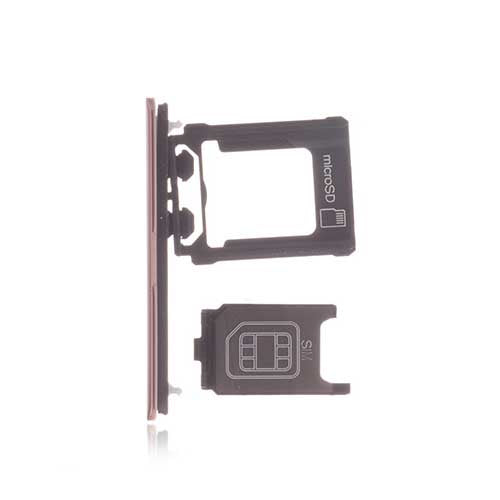 OEM SIM Card Tray + SIM Card Cover Flap for Sony Xperia XZ Premium Bronze Pink