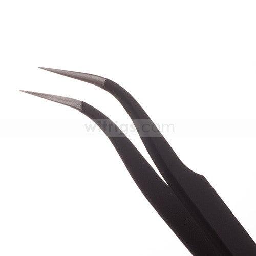 Witrigs ESD Safe Stainless Steel Tweezers Fine Tip Curved Black
