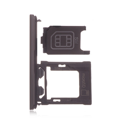 OEM Dual SIM Card Tray + Card Cover Flap for Sony Xperia XZ1 Black