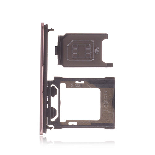 OEM Dual SIM Card Tray + SIM Cover Flap for Sony Xperia XZ1 Venus Pink