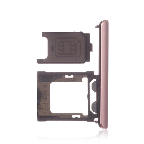 OEM Dual SIM Card Tray + SIM Cover Flap for Sony Xperia XZ1 Venus Pink