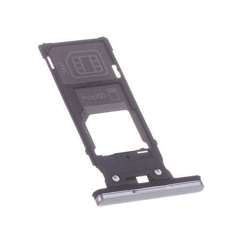 OEM Dual SIM Card Tray + SIM Card Cover Flap for Sony Xperia XZ2 Liquid Silver
