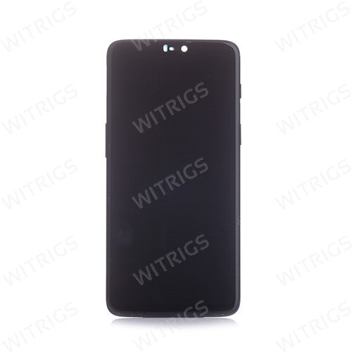 Custom Screen Replacement with Frame for OnePlus 6 Midnight Black