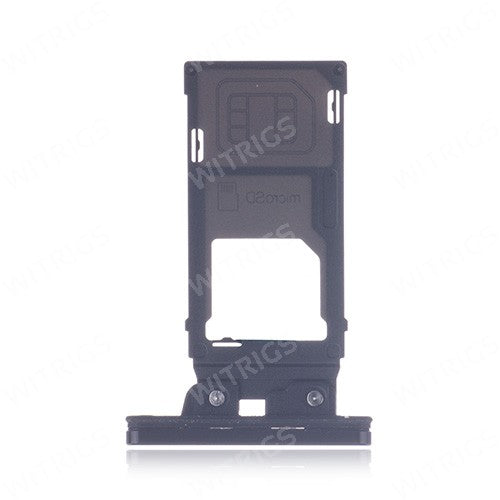 OEM SIM Card Tray + SIM Cover Flap for Sony Xperia XZ2 Premium Chrome Black
