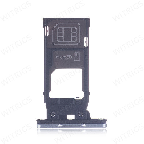 OEM SIM Card Tray + SIM Cover Flap for Sony Xperia XZ2 Premium Chrome Silver