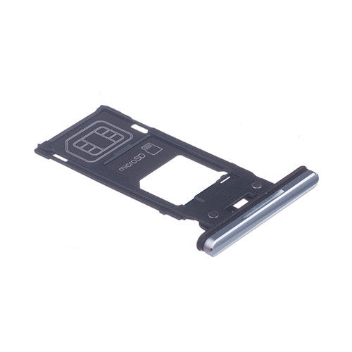 OEM SIM Card Tray + SIM Cover Flap for Sony Xperia XZ2 Premium Chrome Silver