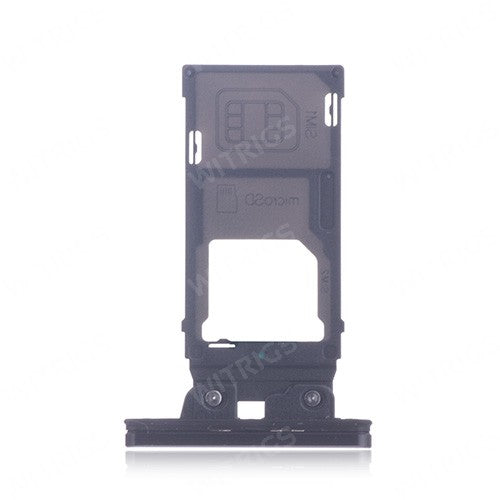 OEM Dual SIM Card Tray + SIM Cover Flap for Sony Xperia XZ2 Premium Chrome Black