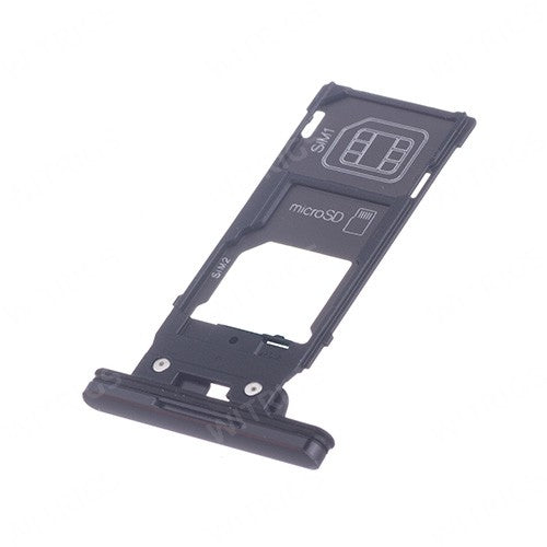 OEM Dual SIM Card Tray + SIM Cover Flap for Sony Xperia XZ2 Premium Chrome Black