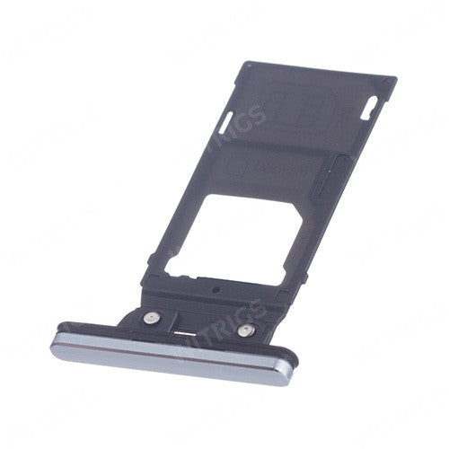 OEM Dual SIM Card Tray + SIM Cover Flap for Sony Xperia XZ2 Premium Chrome Silver