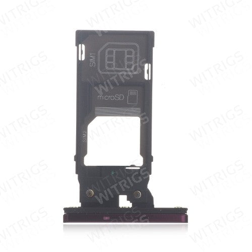 OEM SIM + SD Card Tray for Sony Xperia XZ3 Bordeaux Red