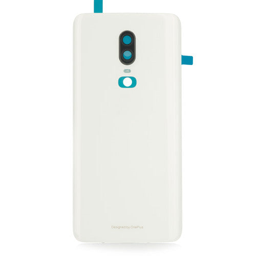Custom Battery Cover + Camera Lens for OnePlus 6 Silk White