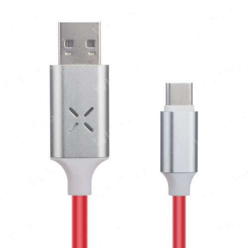 New USB Sync & Charge Cable with Sound Light Sensor for Type-C Port Red