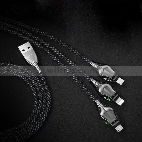 Benks 3 in 1 Braided Quick USB Sync & Charger Cable Black