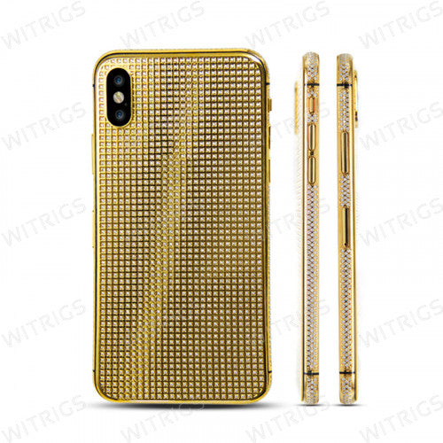 Custom Luxury Full Diamonds Battery Cover for iPhone XS Max Gold