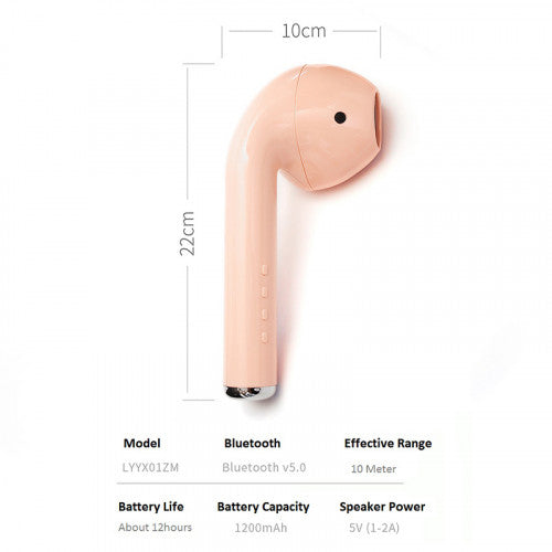 Plus Size Wireless Earphone Style Bluetooth Speaker Pink