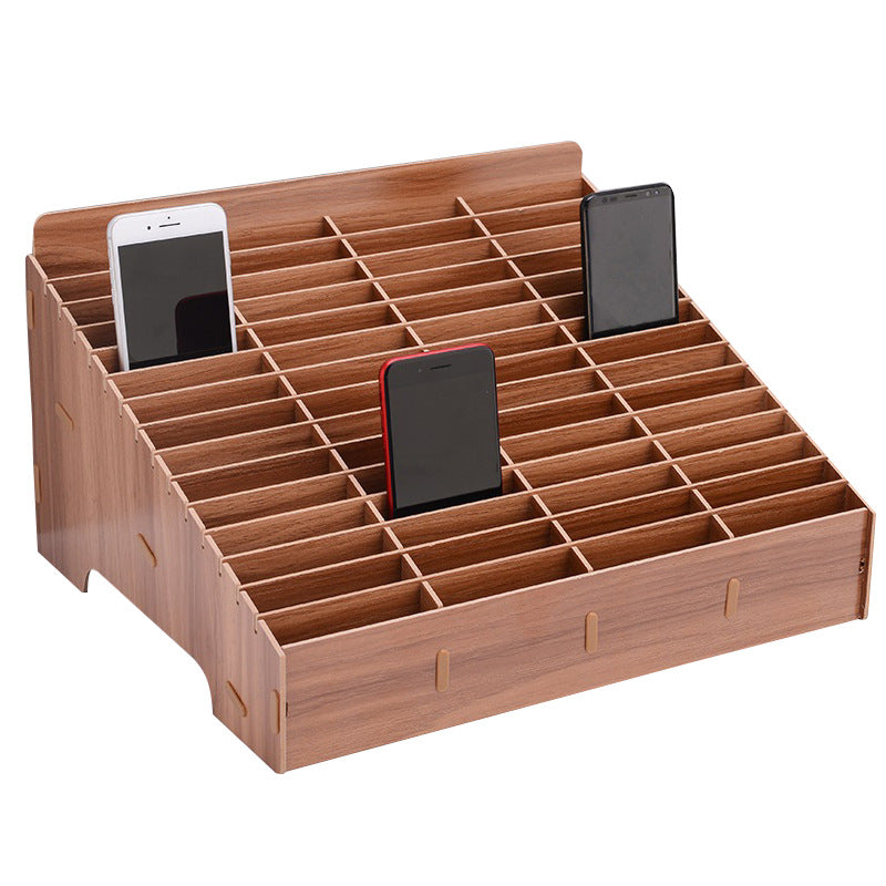 Storage Wood Box Cell Phone Organize Box (Brown-45)